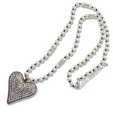 109906, CRYSTAL HEART PENDANT PEARL BEADED LONG NECKLACE
