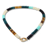 109913, CARABINER ROUND DISC RESIN BEADED NECKLACE