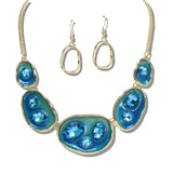 109918, OVAL RHINESTONE ACCENT GEOMETRIC ENAMEL NECKLACE