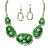 109918, OVAL RHINESTONE ACCENT GEOMETRIC ENAMEL NECKLACE