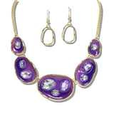 109918, OVAL RHINESTONE ACCENT GEOMETRIC ENAMEL NECKLACE