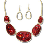 109918, OVAL RHINESTONE ACCENT GEOMETRIC ENAMEL NECKLACE