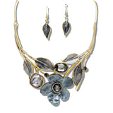 109925, RHINESTONE ENAMEL ACCENT FLOWER NECKLACE