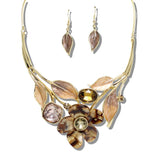 109925, RHINESTONE ENAMEL ACCENT FLOWER NECKLACE