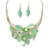 109925, RHINESTONE ENAMEL ACCENT FLOWER NECKLACE