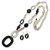 109927, OVAL RESIN CELLULOID ACEATE BEADED LONG NECKLACE