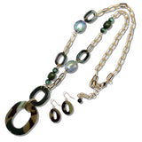 109927, OVAL RESIN CELLULOID ACEATE BEADED LONG NECKLACE