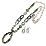 109928, RESIN ACRYLIC GEOMETRIC BEADED LONG NECKLACE