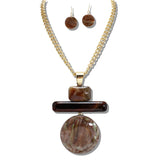 109931, GEOMETRIC CELLULOID ACETATE PENDANT CHAIN NECKLACE