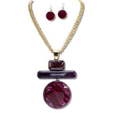 109931, GEOMETRIC CELLULOID ACETATE PENDANT CHAIN NECKLACE