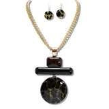 109931, GEOMETRIC CELLULOID ACETATE PENDANT CHAIN NECKLACE