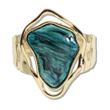 Abstract Resin Stone Gold Statement Stretch Bracelet - view 8