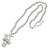 109935, AMAZING GRACE CROSS PENDANT PEARL BEADED LONG NECKLACE