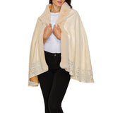 109938, BLING RHINESTONE SOFT FAUX FUR TRIM PONCHO WRAP SHAWL