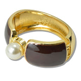 109939, PEARL ENAMEL ACCENT BOLD BANGLE BRACELET