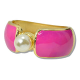 109939, PEARL ENAMEL ACCENT BOLD BANGLE BRACELET