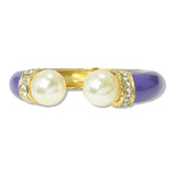 109941, BOLD PEARL ENAMEL ACCENT OPEN CUFF BANGLE BRACELET