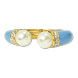 109941, BOLD PEARL ENAMEL ACCENT OPEN CUFF BANGLE BRACELET