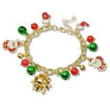 109947, CHRISTMAS JINGLE BELL BOW SANTA SOCKS CHARM BRACELET