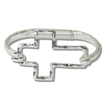 109952, HAMMERED CUTOUT CROSS BANGLE BRACELET