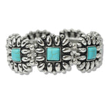109956, WESTERN SQUARE TURQUOISE STONE ACCENT STRETCH BRACELET