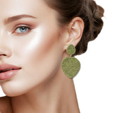 109960, THREAD TEXTURED METALLIC TEARDROP DANGLE EARRING