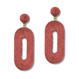 109962, THREAD TEXTURED METALLIC OVAL DANGLE EARRING