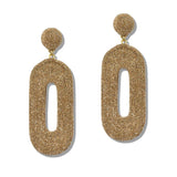 109962, THREAD TEXTURED METALLIC OVAL DANGLE EARRING