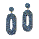 109962, THREAD TEXTURED METALLIC OVAL DANGLE EARRING