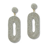 109962, THREAD TEXTURED METALLIC OVAL DANGLE EARRING