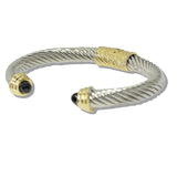 109963, 14K GOLD PLATED TWO TONE TWISTED CABLE CUFF BRACELET