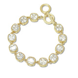 109964, 14K GOLD PLATED GEOMETRIC CUBIC ZIRCONIA ACCENT LINK BRACELET