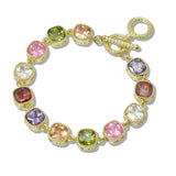 109964, 14K GOLD PLATED GEOMETRIC CUBIC ZIRCONIA ACCENT LINK BRACELET