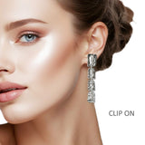 109966, HAMMERED GEOMETRIC DROP DANGLE CLIP ON EARRING