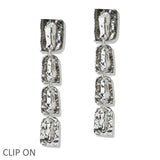 109966, HAMMERED GEOMETRIC DROP DANGLE CLIP ON EARRING