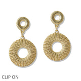 109968, TEXTURED ROUND DANGLE CLIP ON EARRING