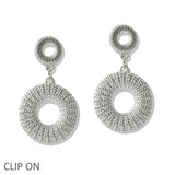 109968, TEXTURED ROUND DANGLE CLIP ON EARRING