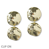109970, HAMMERED ROUND DANGLE CLIP ON EARRING