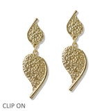 109971, TEXTURED TEARDROP DANGLE CLIP ON EARRING