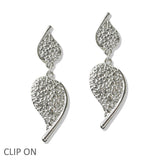109971, TEXTURED TEARDROP DANGLE CLIP ON EARRING