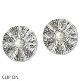 109974, PEARL ACCENT TEXTURED ROUND CLIP ON EARRING