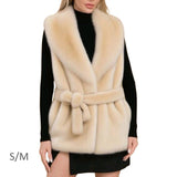 109976, IVORY LUXE SOFT FAUX FUR HOODED BELTED VEST