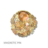 109978, LEAF VINES BUMBLE BEE ENAMEL MAGNETIC PIN BROOCH