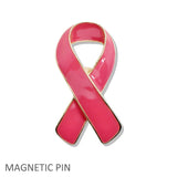 109981, ENAMEL PINK RIBBON MAGNETIC PIN BROOCH