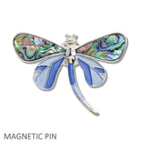 109983, ABALONE ENAMEL DRAGONFLY MAGNETIC PIN BROOCH