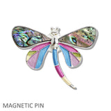 109983, ABALONE ENAMEL DRAGONFLY MAGNETIC PIN BROOCH