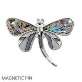 109983, ABALONE ENAMEL DRAGONFLY MAGNETIC PIN BROOCH