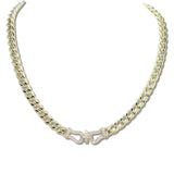 109994, 14K GOLD PLATED PAVE CUBIC ZIRCONIA ACCENT CHAIN DESIGNER INSPIRED NECKLACE