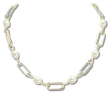109996, 14K GOLD PLATED FRESHWATER PEARL ACCENT DESIGNER INSPIRED NECKLACE