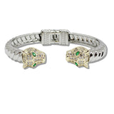 109999, 14K GOLD PLATED PANTHER CUBIC ZIRCONIA ACCENT DESIGNER INSPIRED BRACELET